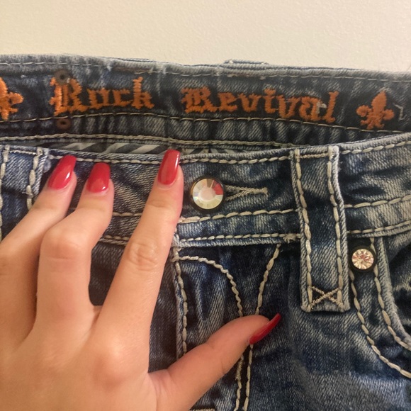 Rock Revival y2k Venus BOOTCUT Light Wash Jeans with Embellished Pockets Size 27 - Picture 7 of 10